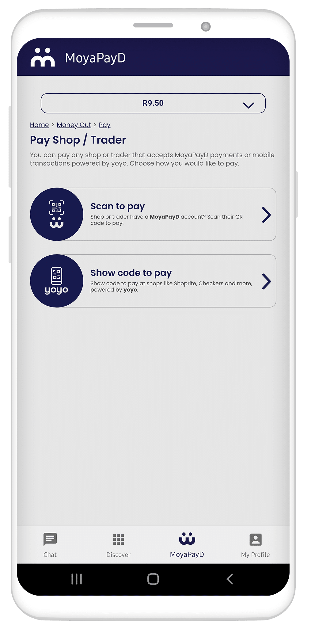 Moya Feature Pay Trader