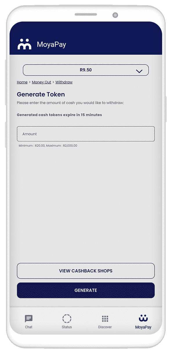 MoyaPay Feature Get Cash