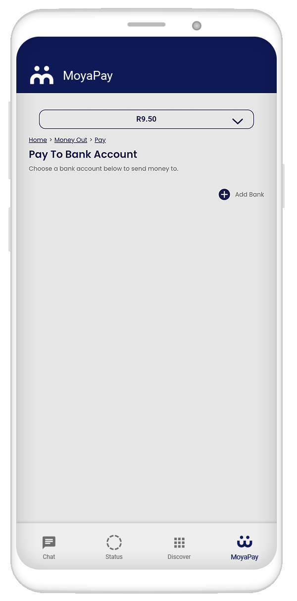 MoyaPay Feature Pay to bank acc