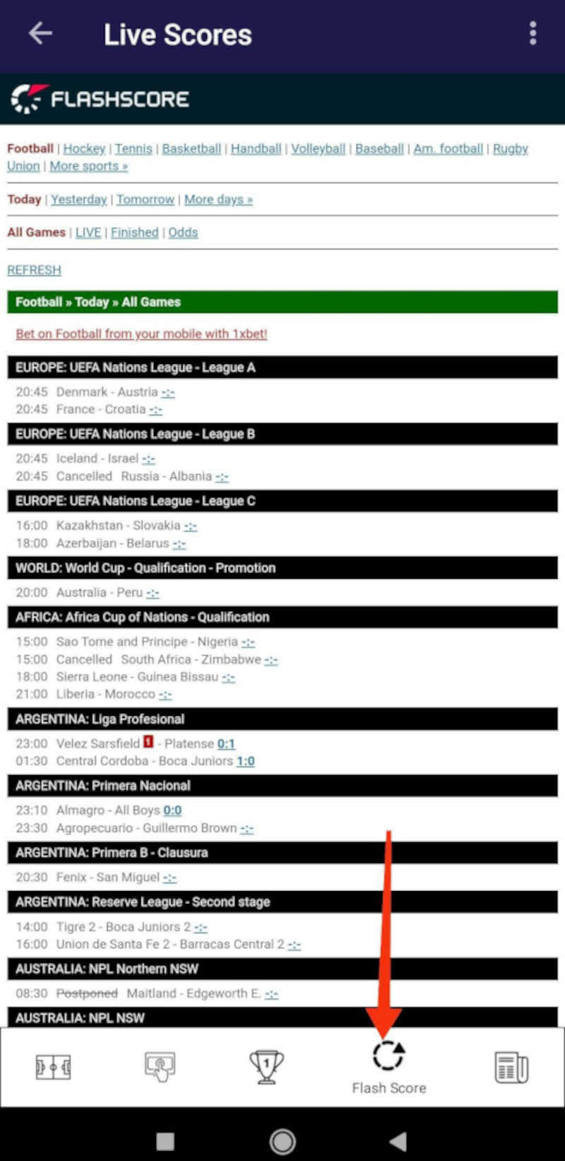 livescores yesterday results